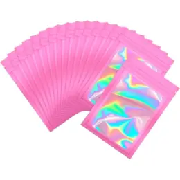Holographic Mylar Pouch - Pack Of 10 Pink